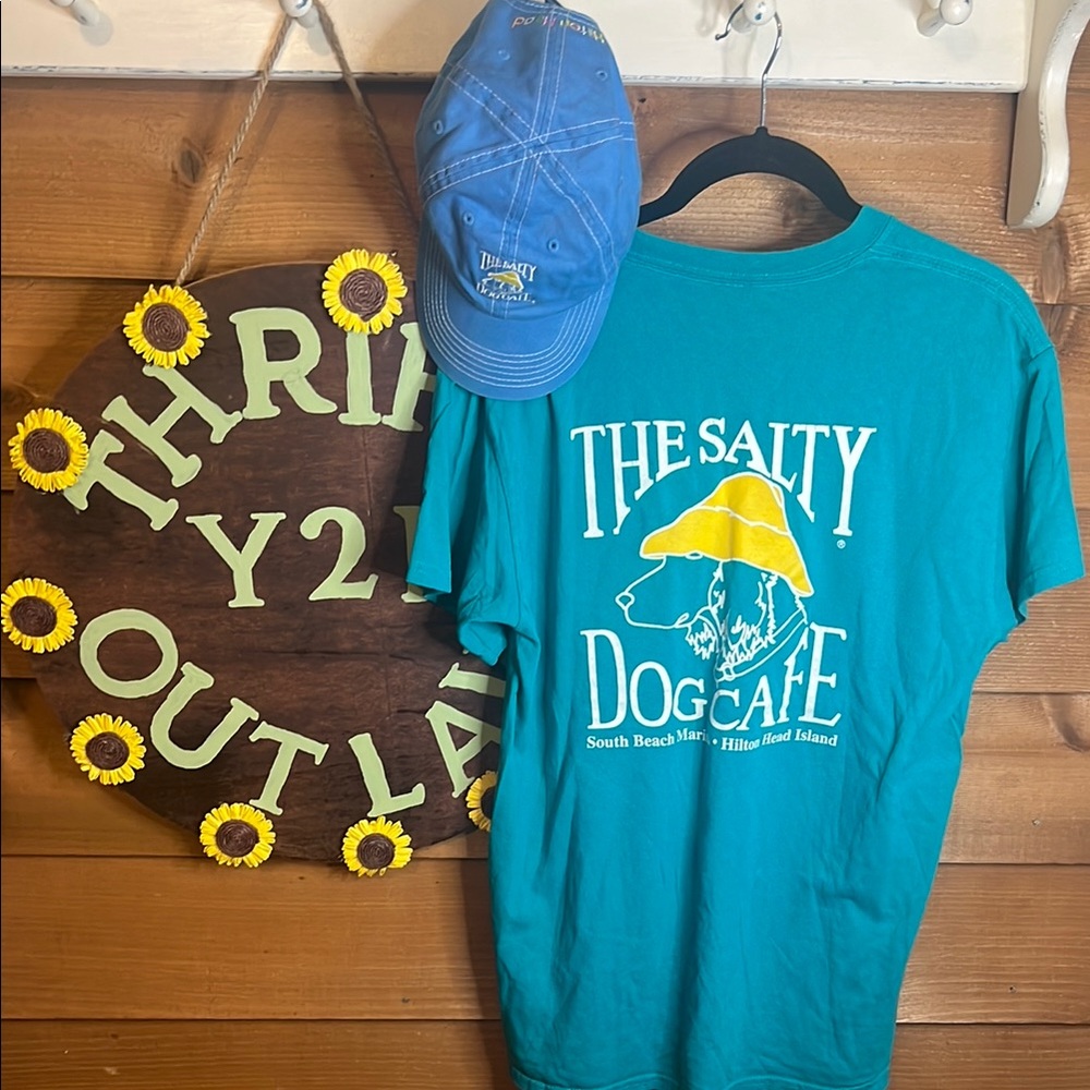 Salty Dog BUNDLE Cafe TShirt Hilton Head Island SC Logo Graphic Canvas Hat Green